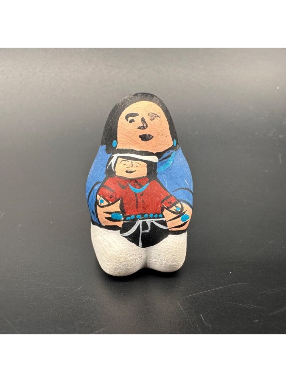 Vintage Navajo Storyteller Figurine Mother Child Signed Pottery 2003 Miniature